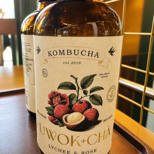 Local Phu Quoc kombucha at the bar.